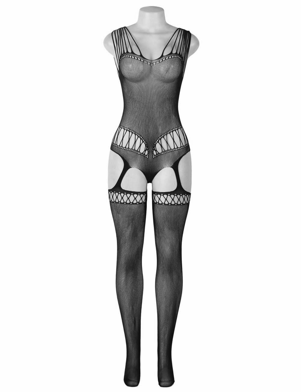 Lau Fashion Sexy Damen Catsuit Transparenz Stocking Fishnet Nylon Dessous S M L XL Bis zu 55% Rabatt