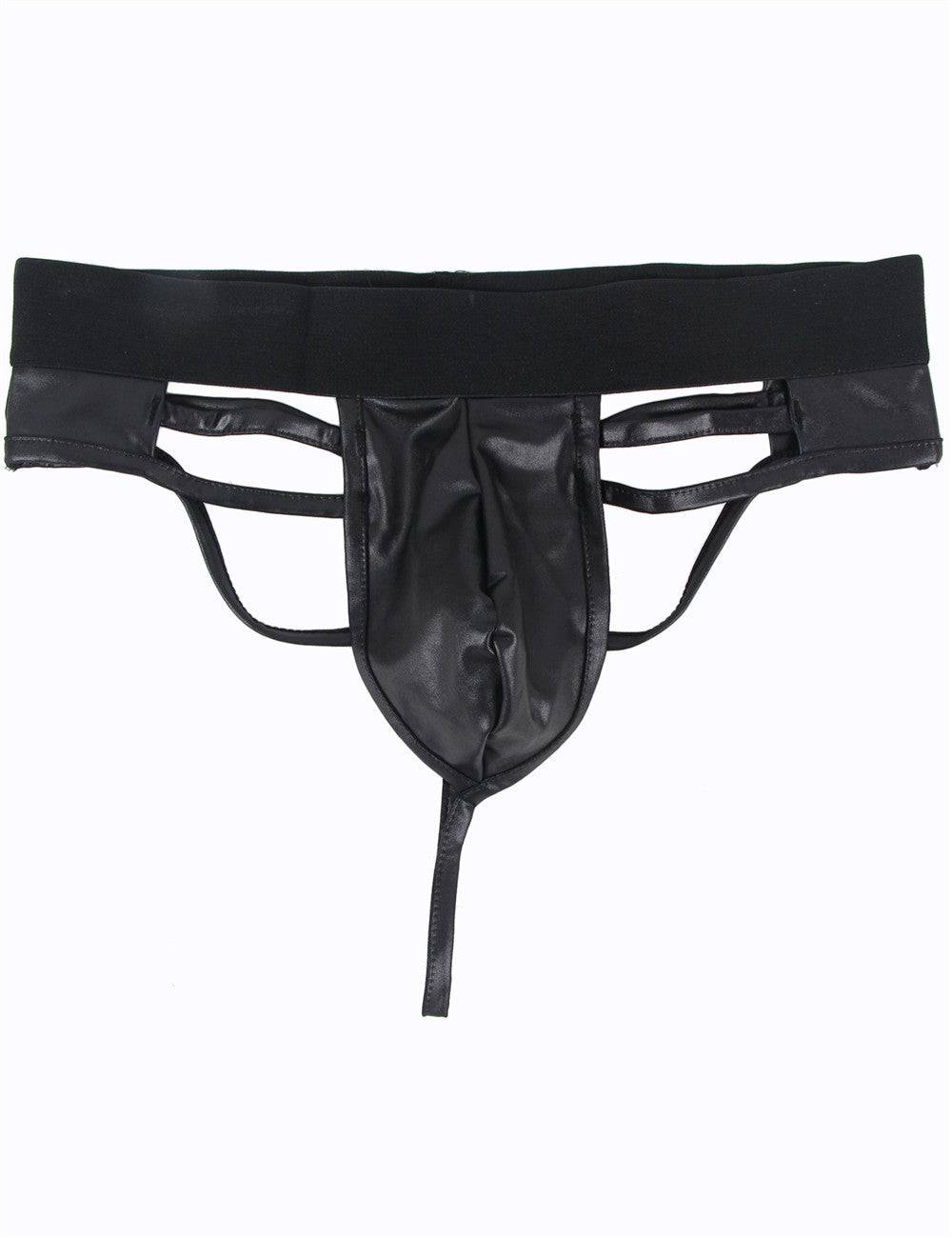 Lau Fashion Sexy Lack Leder String Tanga Herren Wetlook Boxershorts Männer Unterwäsche M/L Blitzverkäufe