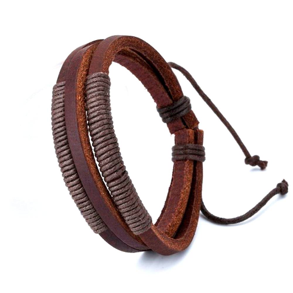 Lau Fashion Armreif Echt Leder Armband Braun Geflochten Surfer Schmuck Unisex 20cm Begrenztes Angebot