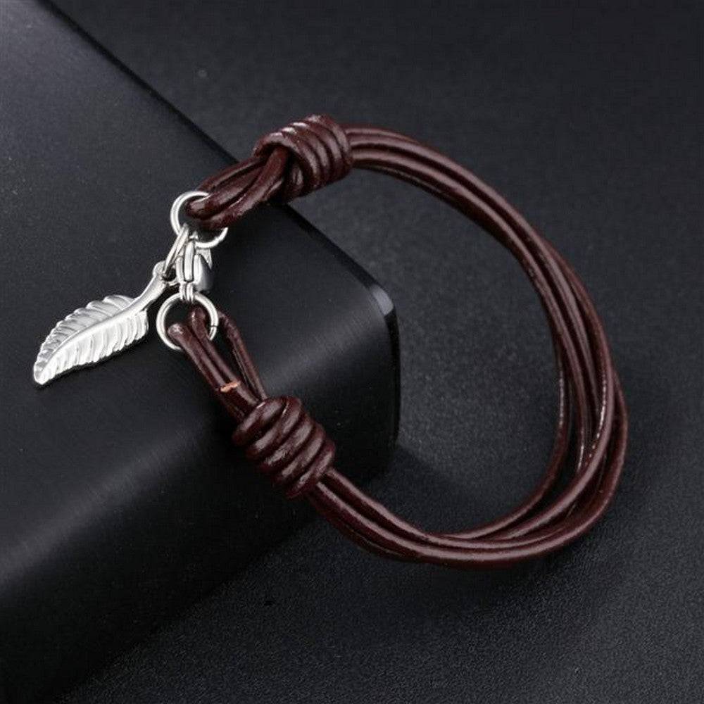 Lau Fashion Titan Echt Leder Armband Feder Kinder Braun Surfer Syle Schmuck 18,5cm Preisnachlass