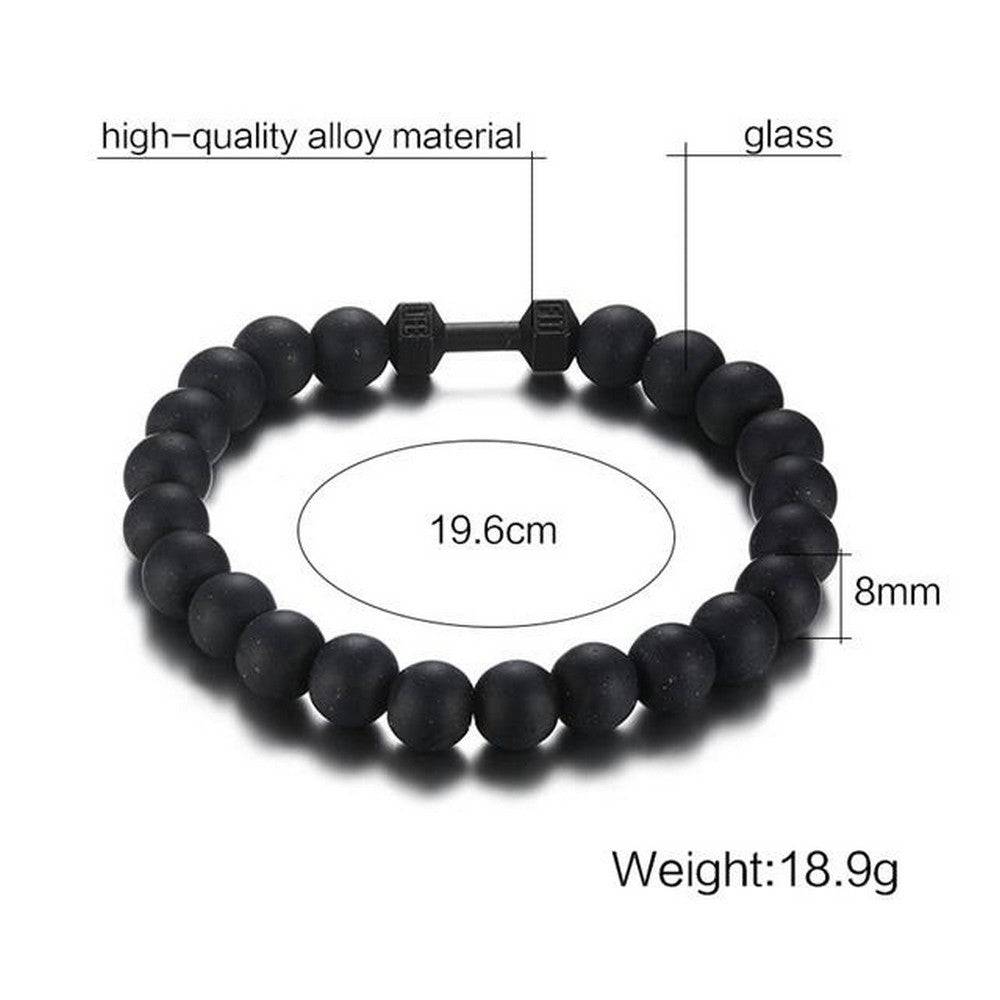 Lau Fashion Unisex Perlen Armband Glas Matt Schwarz Verschiedene Kugeln 20cm Cyber Monday