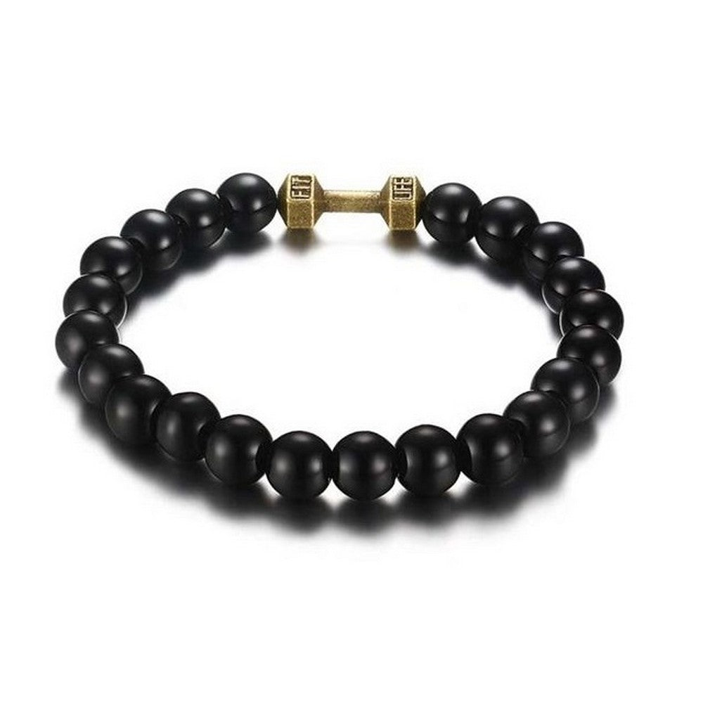 Lau Fashion Unisex Perlen Armband Glas Matt Schwarz Verschiedene Kugeln 20cm Cyber Monday