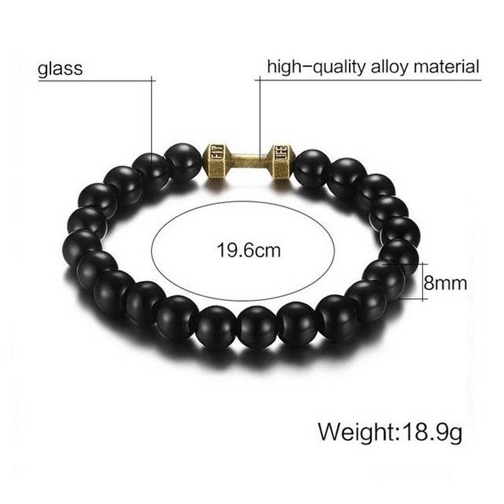 Lau Fashion Unisex Perlen Armband Glas Matt Schwarz Verschiedene Kugeln 20cm Cyber Monday
