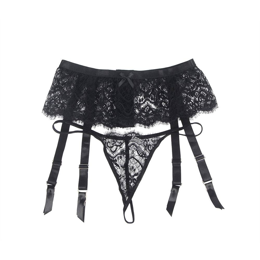 Lau Fashion Strumpfhalter Fransen Unterwäsche Strapsgürtel Dessous Hüfthalter Strapse S/XL - P5206-1 Neueste Mode