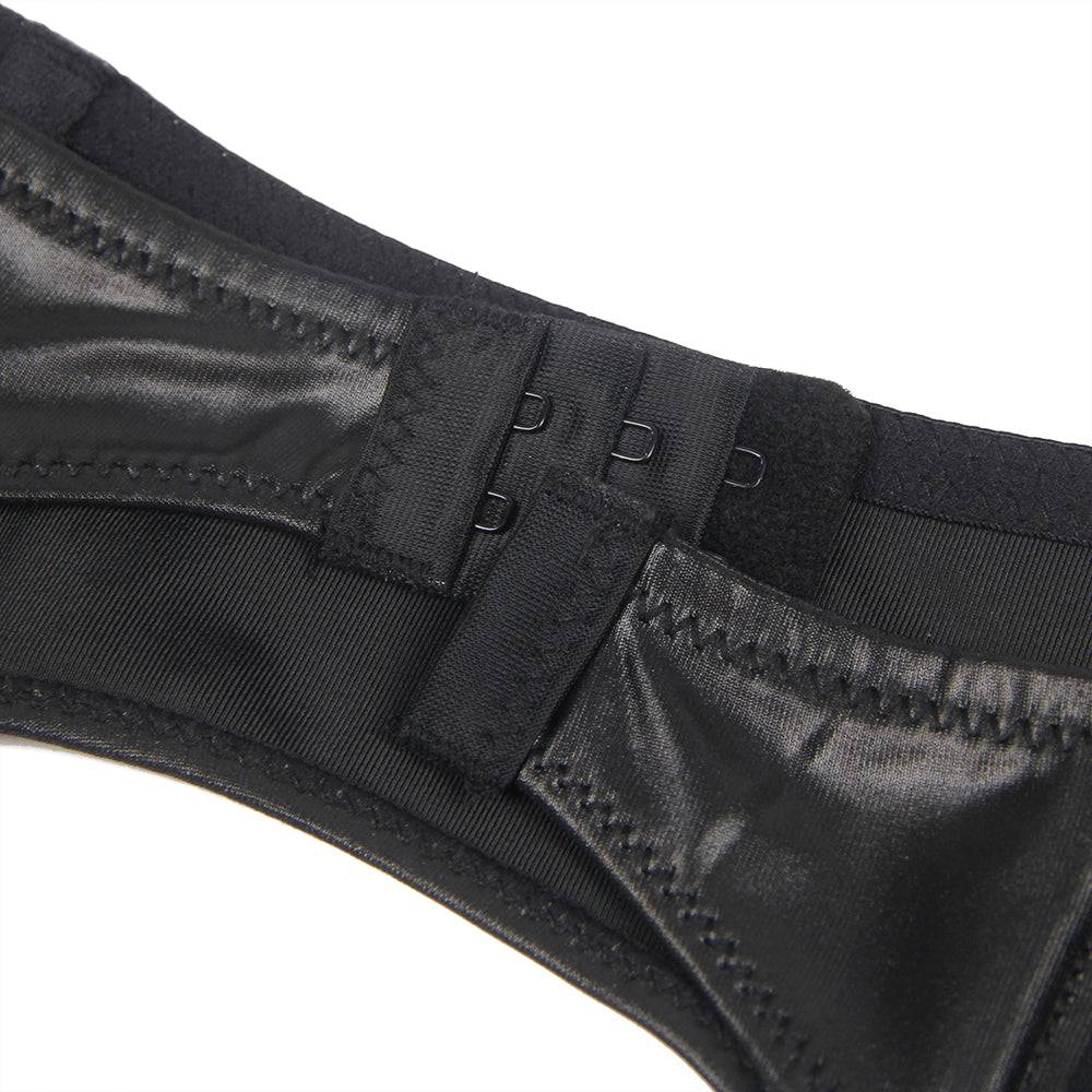Lau Fashion Wetlook Strumpfgürtel Strumpfhalter Damen Strapse Dessous String Gogo S/XL - P5197-1 Zeitlich begrenztes Angebot