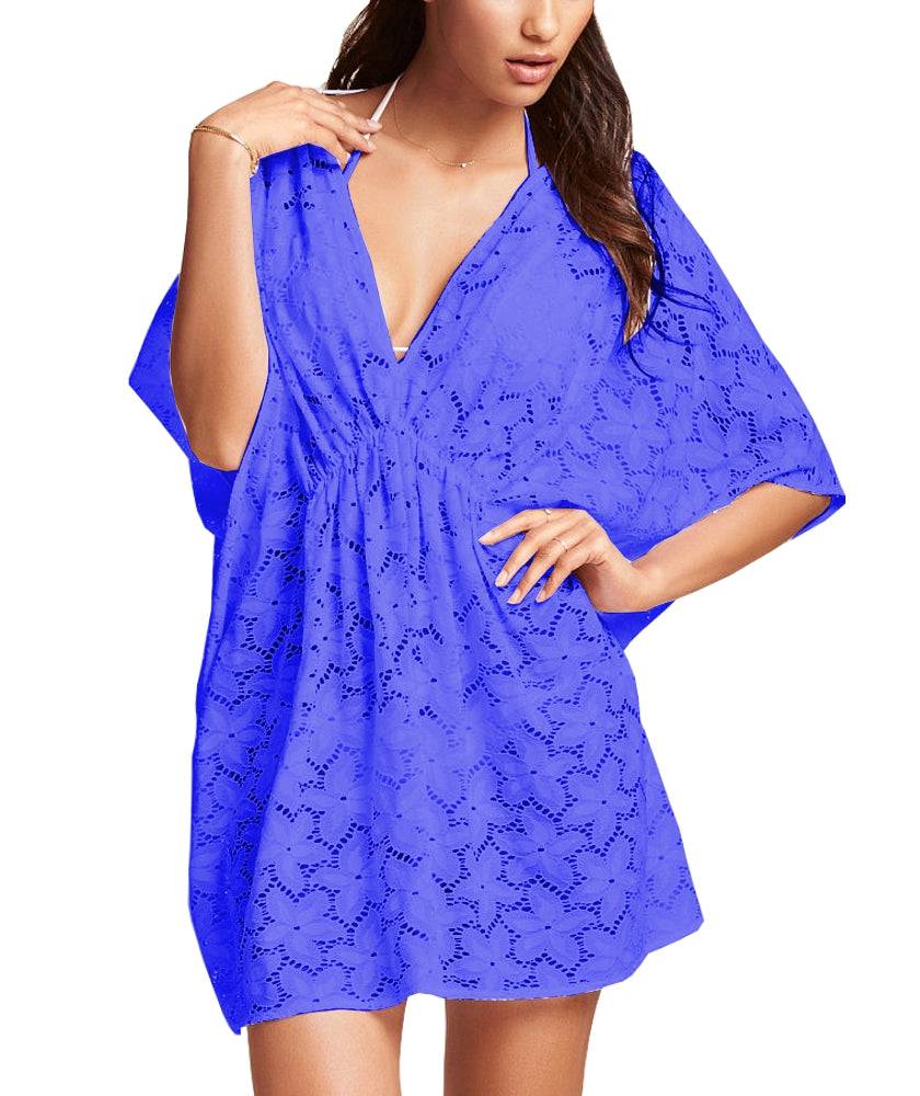 Lau Fashion Damen Longshirt Blumen Spitze Tunika Strandkleid C-String Sommer Bikini S/M Wochenangebot