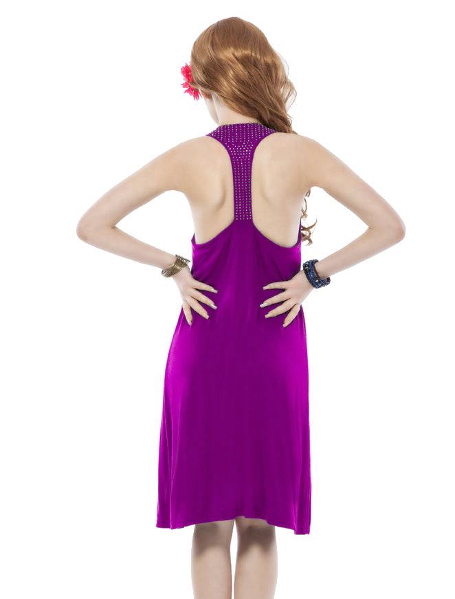 Lau Fashion Damen Strandkleid Bademode Lila Pailletten Sommer Minikleid Bikini S/M/L Begrenzte Freigabe
