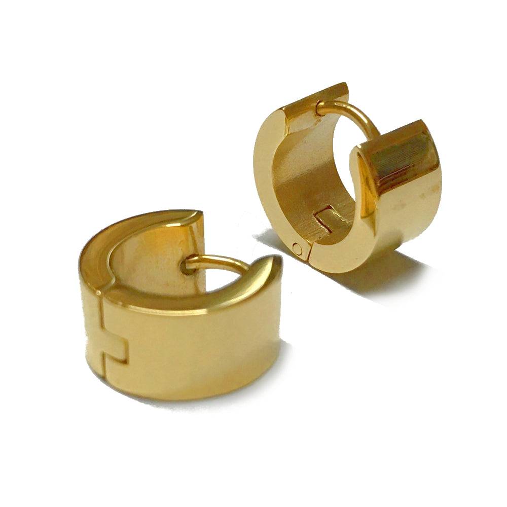 Lau Fashion 1 Paar Creolen Ohrringe Schwarz Gold Silber Edelstahl Herren Ø13mm Bis zu 60% Rabatt