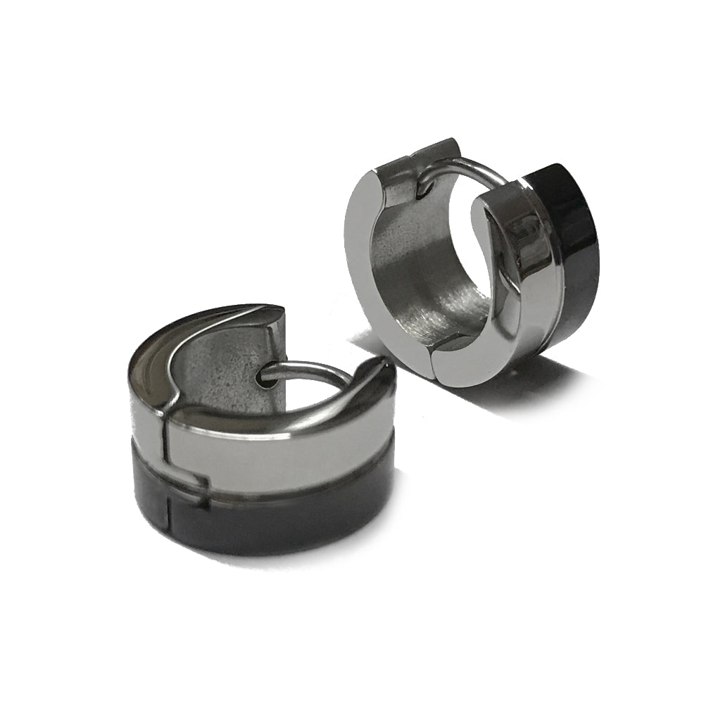 Lau Fashion 1 Paar Creolen Ohrringe Schwarz Gold Silber Edelstahl Herren Ø13mm Bis zu 60% Rabatt