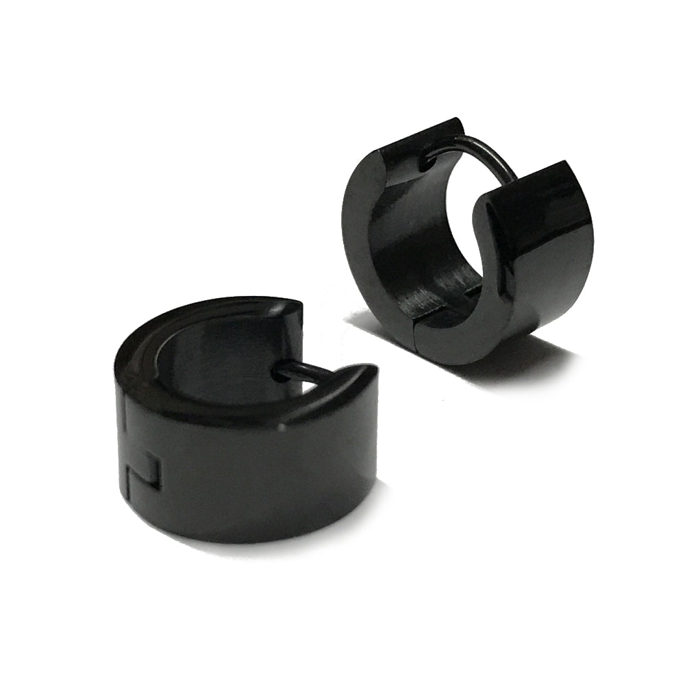 Lau Fashion 1 Paar Creolen Ohrringe Schwarz Gold Silber Edelstahl Herren Ø13mm Bis zu 60% Rabatt