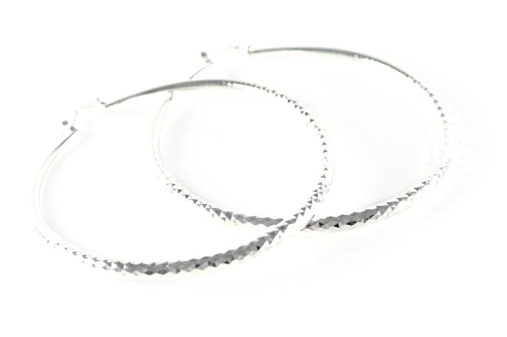 Lau Fashion Fashion Silber Große Damen Runde Ohrringe Creolen Ohrstecker Style Ø 62mm Vierteljährliche Förderung
