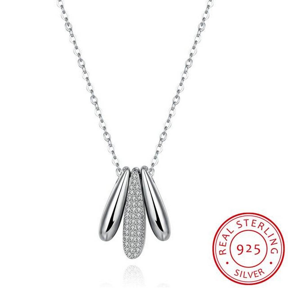 Lau Fashion 925 Sterling Silber Luxus Damen Halskette 3 Reihen Tropfen Zirkonia Ø 18mm zollfrei