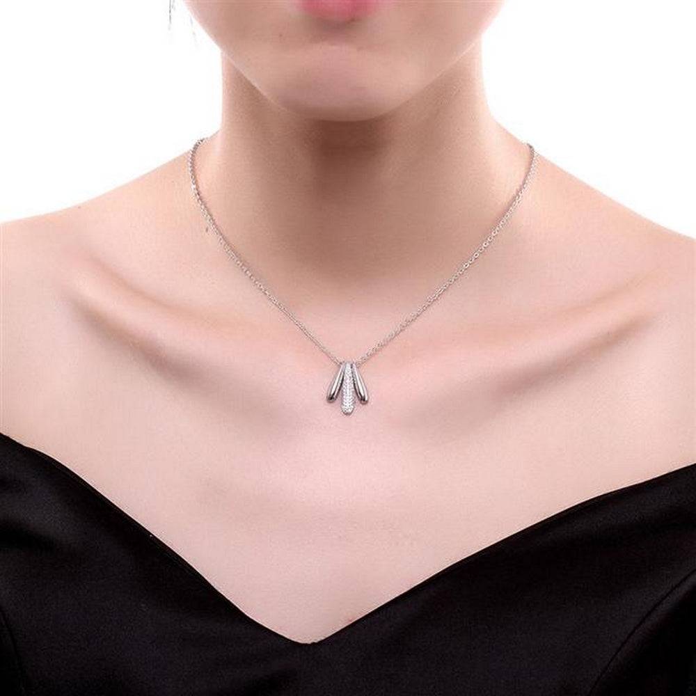 Lau Fashion 925 Sterling Silber Luxus Damen Halskette 3 Reihen Tropfen Zirkonia Ø 18mm zollfrei