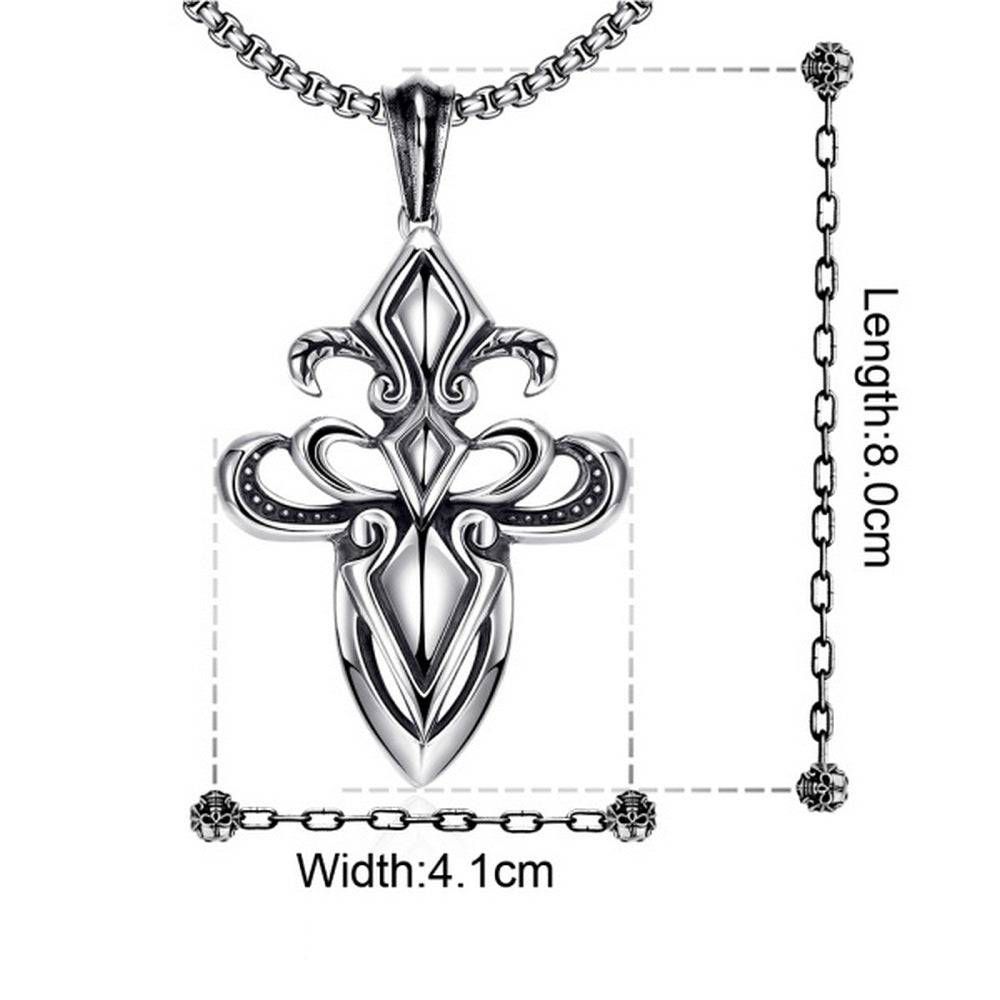 Lau Fashion Massive Herren Skull Edelstahl Halskette mit Lilienkreuz Schmuck Ø 80mm Rabatte dieses Monats