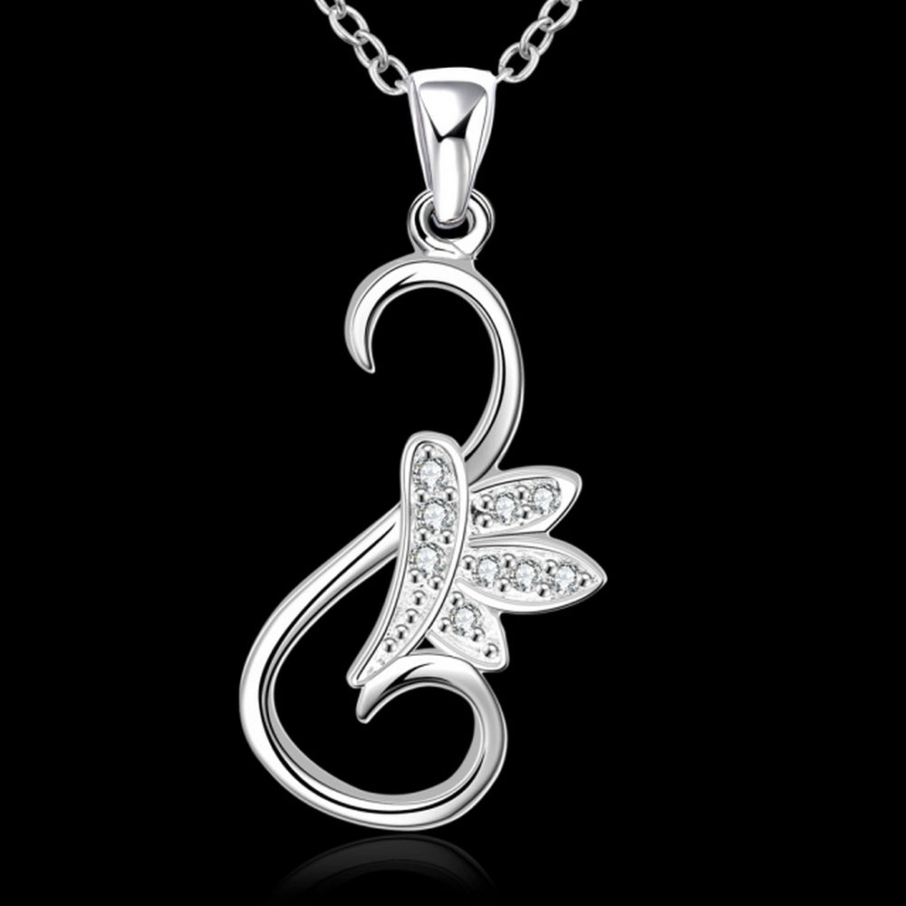 Lau Fashion Damen Silber Halskette Set mit Schwan Flügel Zirkonia Anhänger Ø 33mm Auslauf