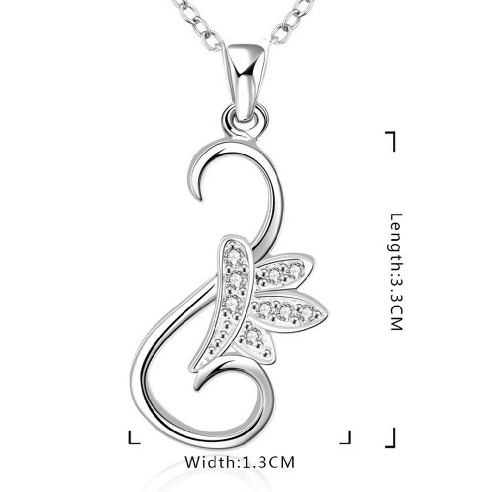 Lau Fashion Damen Silber Halskette Set mit Schwan Flügel Zirkonia Anhänger Ø 33mm Auslauf