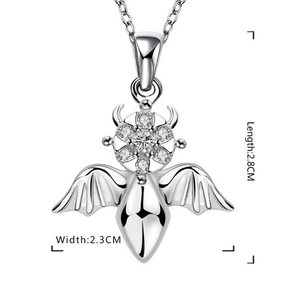 Lau Fashion Käfer Damen Halskette Skulptur Silber Flügel mit Zirkonia Anhänger Ø 28mm Verkauf
