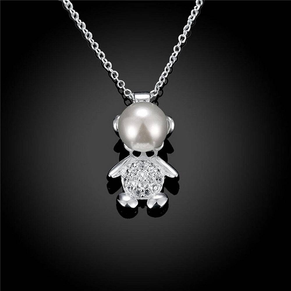 Lau Fashion Fashion Damen Halskette Teddy Bär Kinder Silber mit Anhänger Zirkonia Ø 25mm Angebote