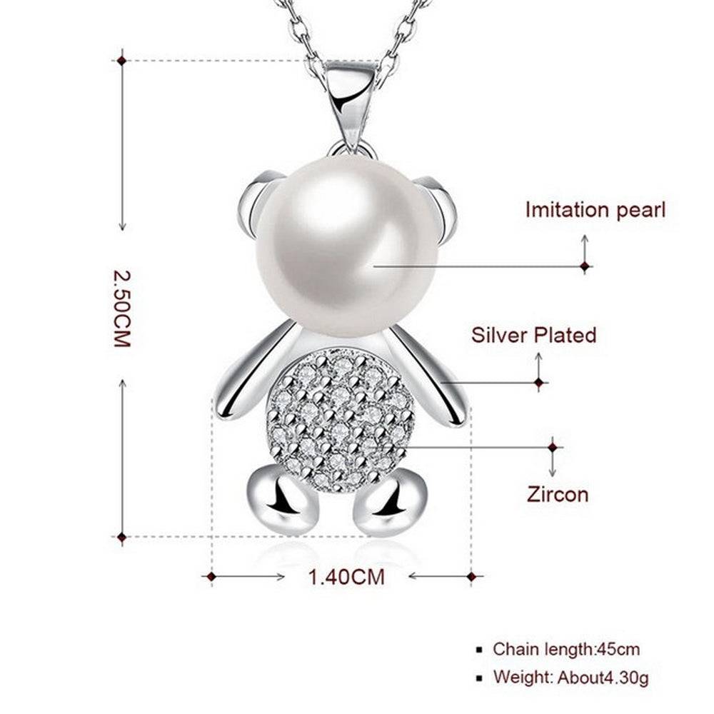 Lau Fashion Fashion Damen Halskette Teddy Bär Kinder Silber mit Anhänger Zirkonia Ø 25mm Angebote