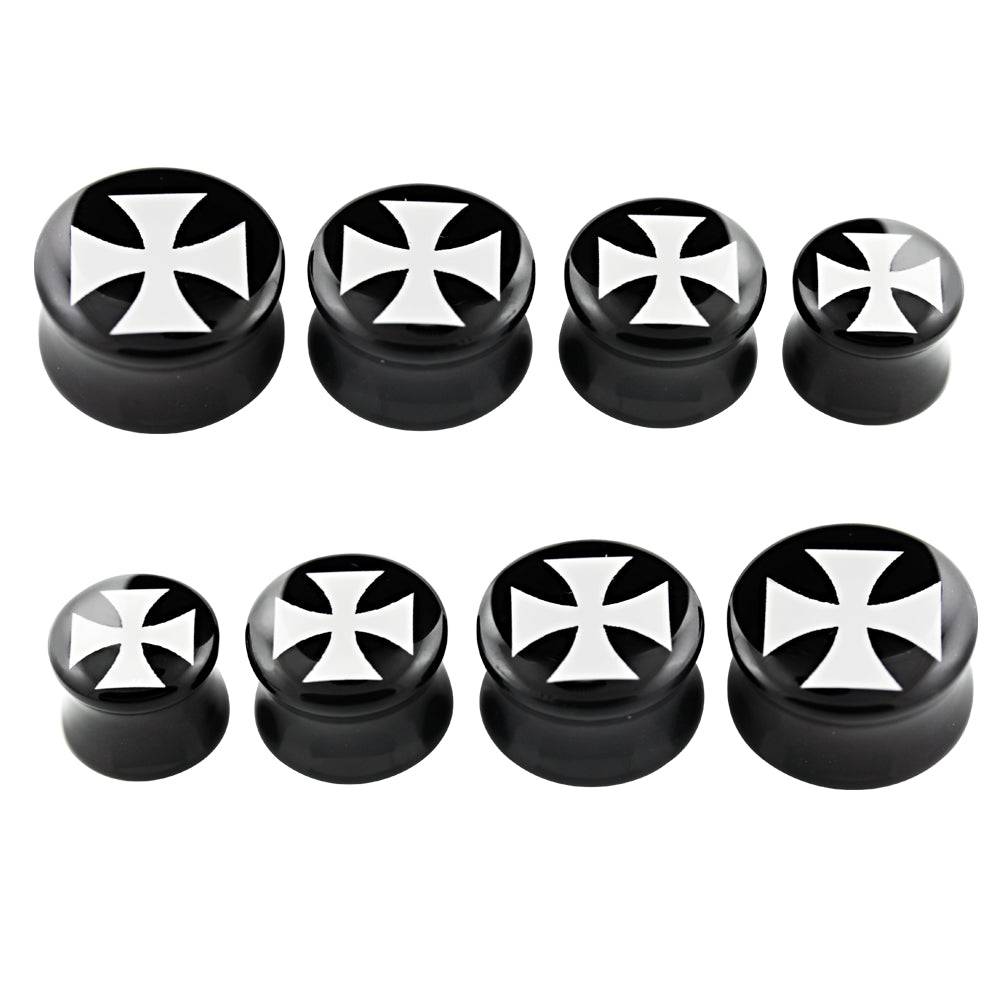 Lau Fashion 2 Stück Eisernen Kreuz Acryl Flash Plug Mittelalter Rocker Ohrring Piercing Limitierter Zeitrabatt