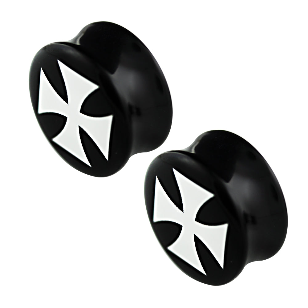 Lau Fashion 2 Stück Eisernen Kreuz Acryl Flash Plug Mittelalter Rocker Ohrring Piercing Limitierter Zeitrabatt