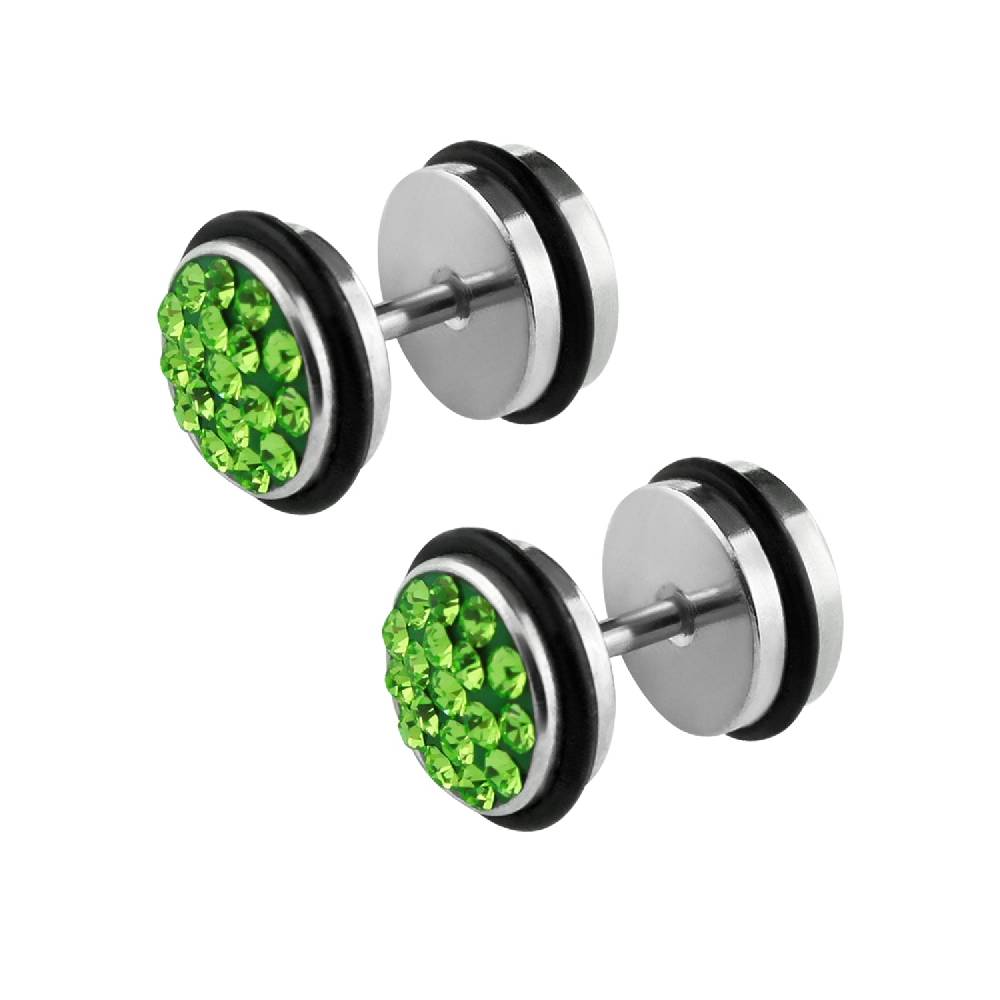 Lau Fashion 1 Paar Fake Plug Tunnel Unisex Strass Zirkonia Ohrstecker Ohrringe Edelstahl Flash Sale
