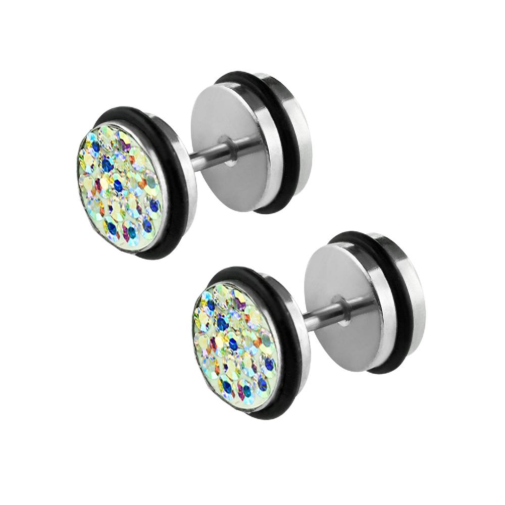 Lau Fashion 1 Paar Fake Plug Tunnel Unisex Strass Zirkonia Ohrstecker Ohrringe Edelstahl Flash Sale