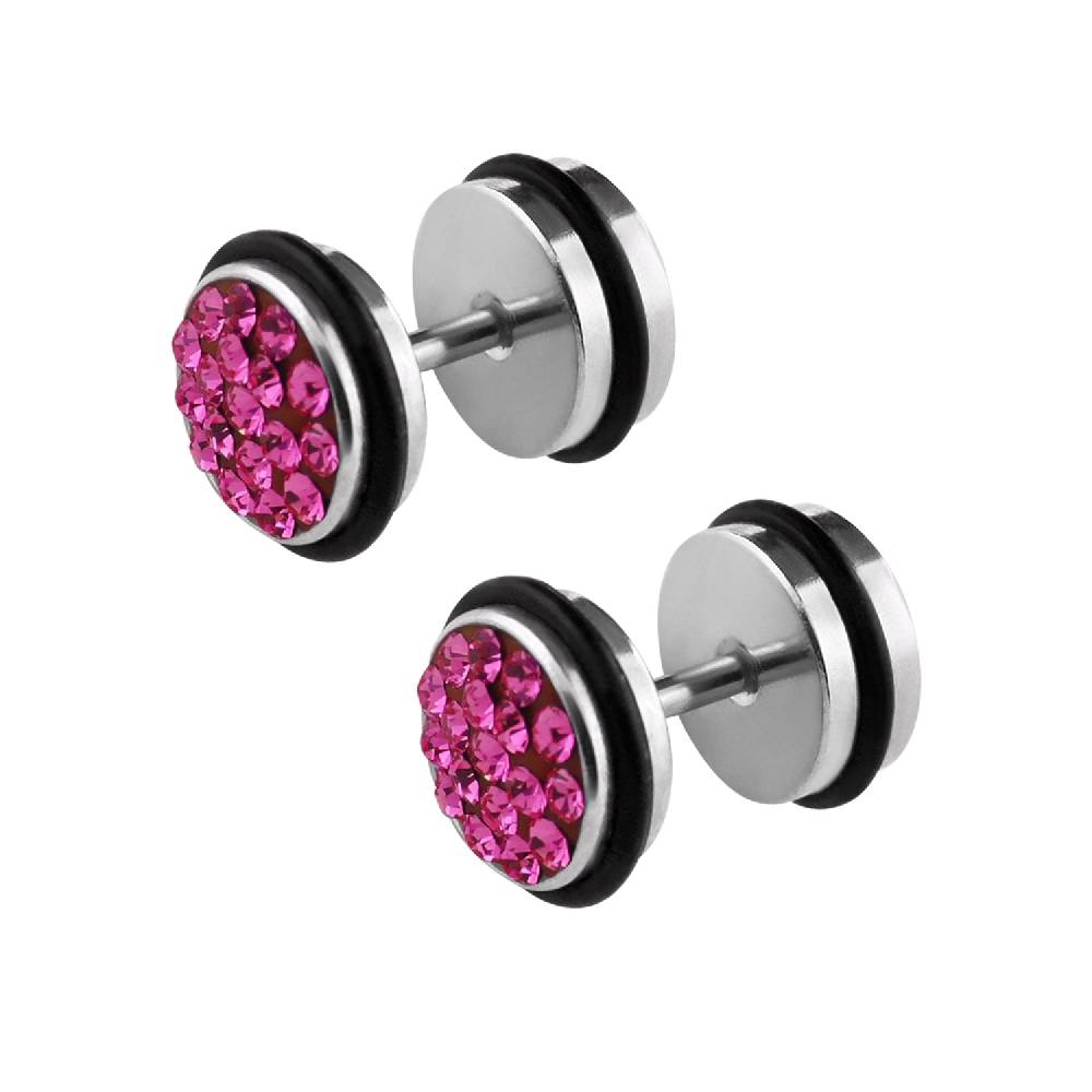 Lau Fashion 1 Paar Fake Plug Tunnel Unisex Strass Zirkonia Ohrstecker Ohrringe Edelstahl Flash Sale