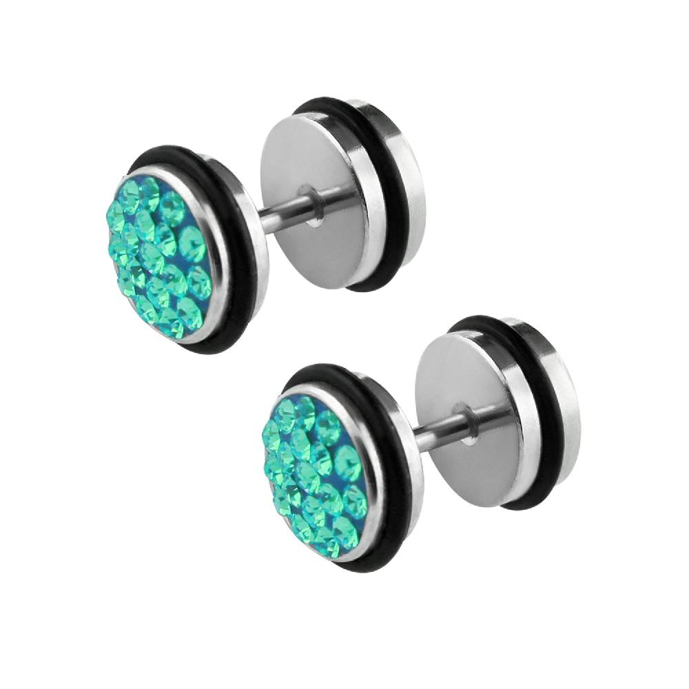 Lau Fashion 1 Paar Fake Plug Tunnel Unisex Strass Zirkonia Ohrstecker Ohrringe Edelstahl Flash Sale