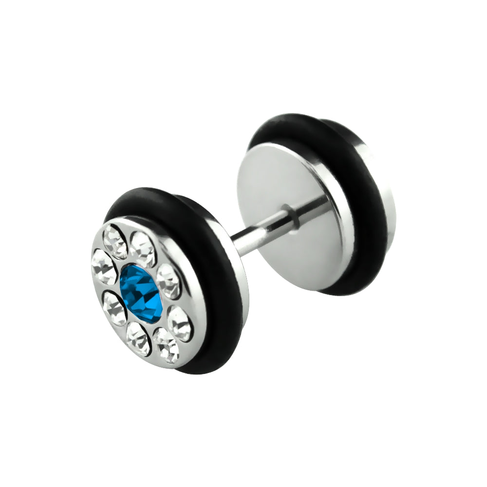 Lau Fashion 1 Paar Mega Strass Fake Plug Silber Unisex Ohrringe Ohrstecker Ø 10mm Begrenztes Angebot