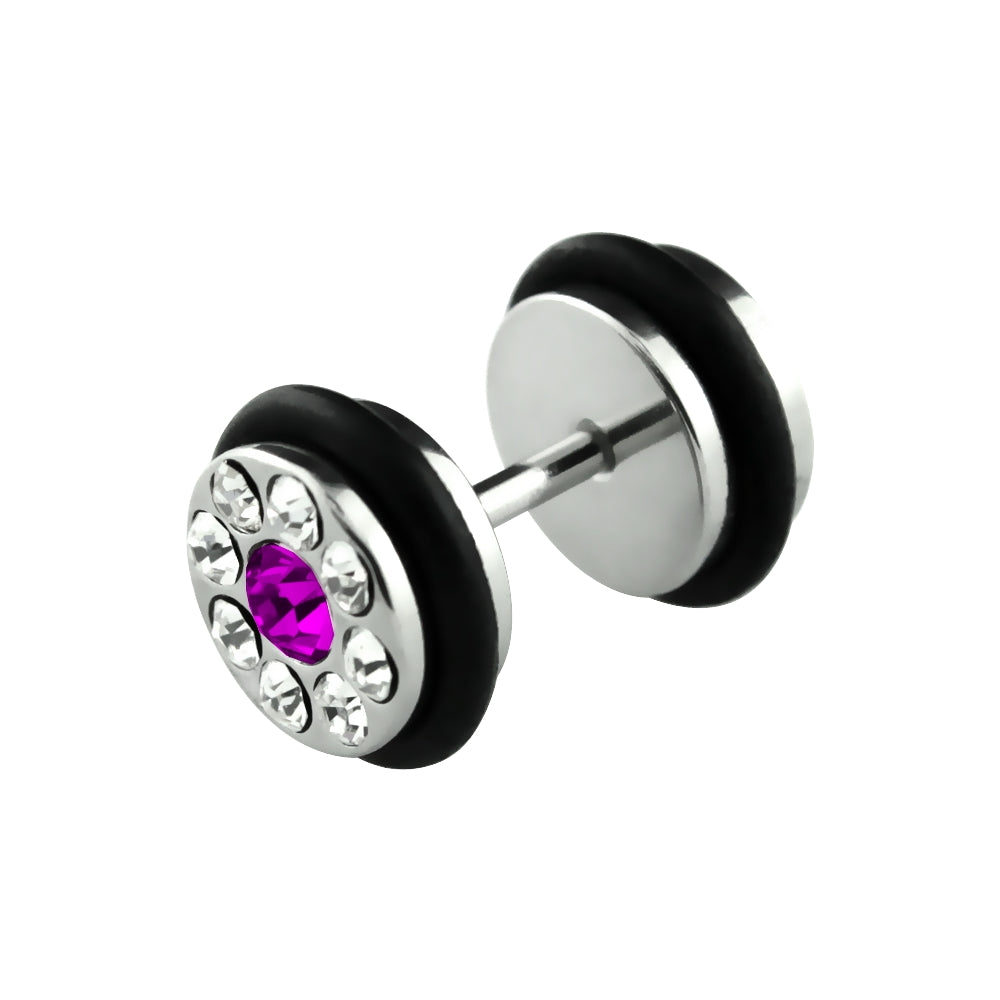 Lau Fashion 1 Paar Mega Strass Fake Plug Silber Unisex Ohrringe Ohrstecker Ø 10mm Begrenztes Angebot