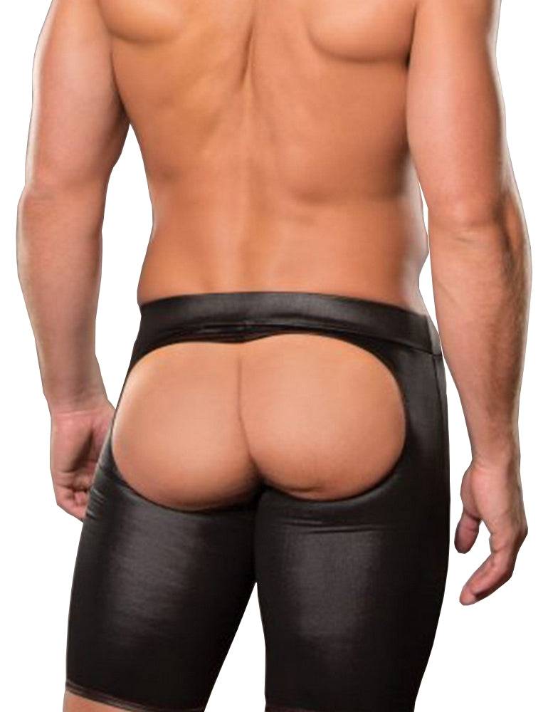 Lau Fashion Sexy Leder Shorts Herren Enge kurze Hose Popo Offen Unterwäsche Dessous L/XL - MP064-1 Exklusivangebot
