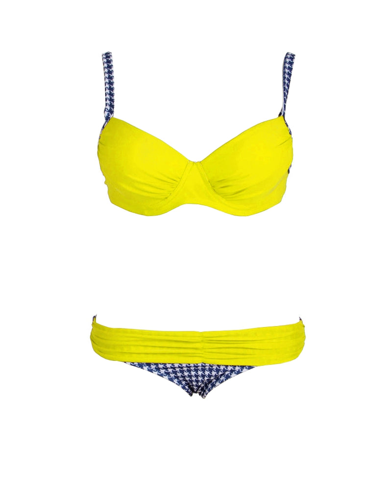 Lau Fashion Damen Fashion Bikini Set mit Cups B/C Raffung Träger Strand Slip M/L Weihnachtsangebot