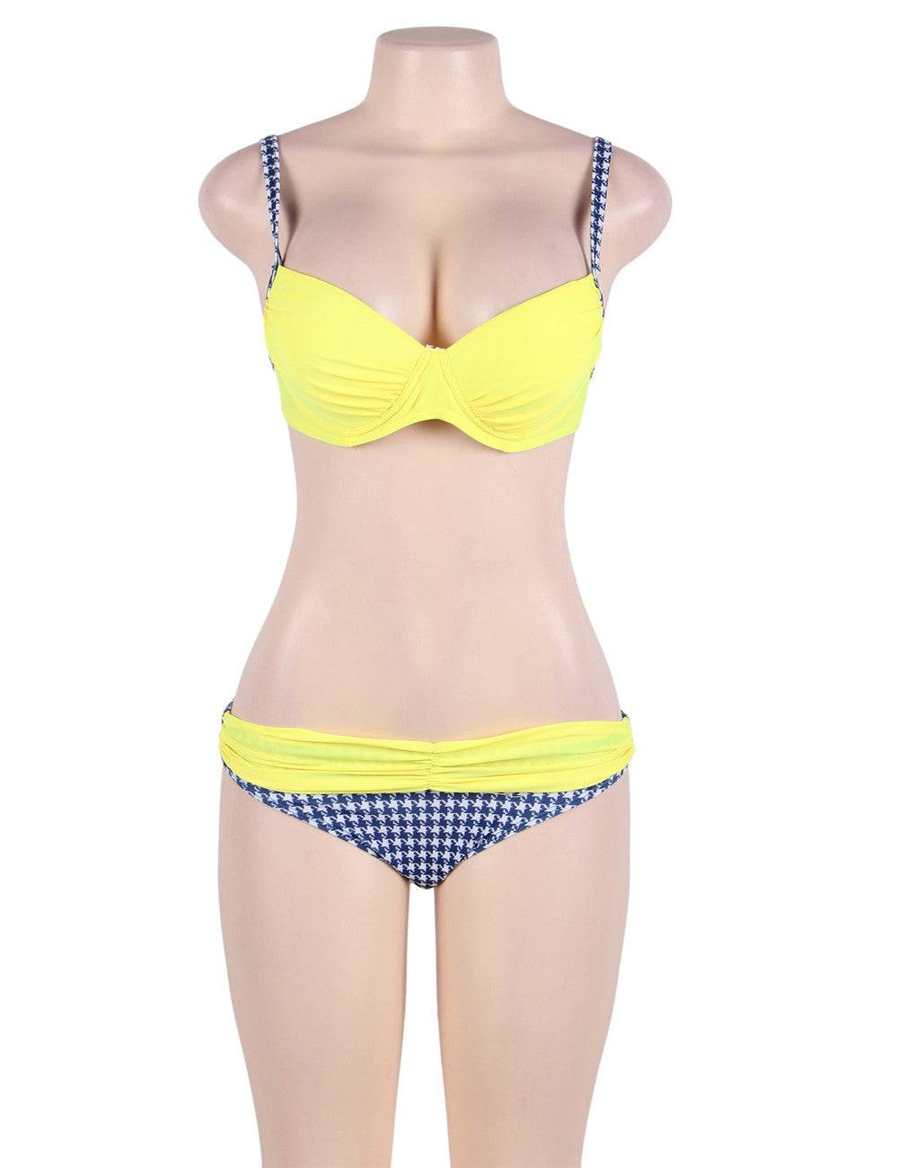 Lau Fashion Damen Fashion Bikini Set mit Cups B/C Raffung Träger Strand Slip M/L Weihnachtsangebot