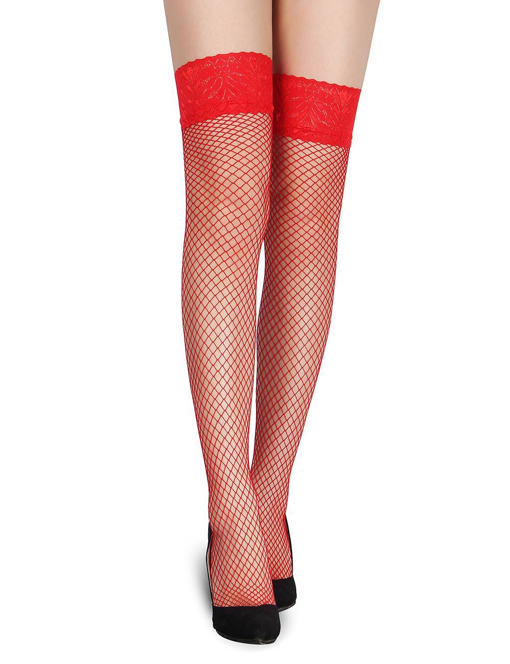 Lau Fashion Strapse Strümpfe Netz Halterlos Damen Overknees Nylon Gogo Girl Schwarz M-XL - H2066-2 Letzter Tag
