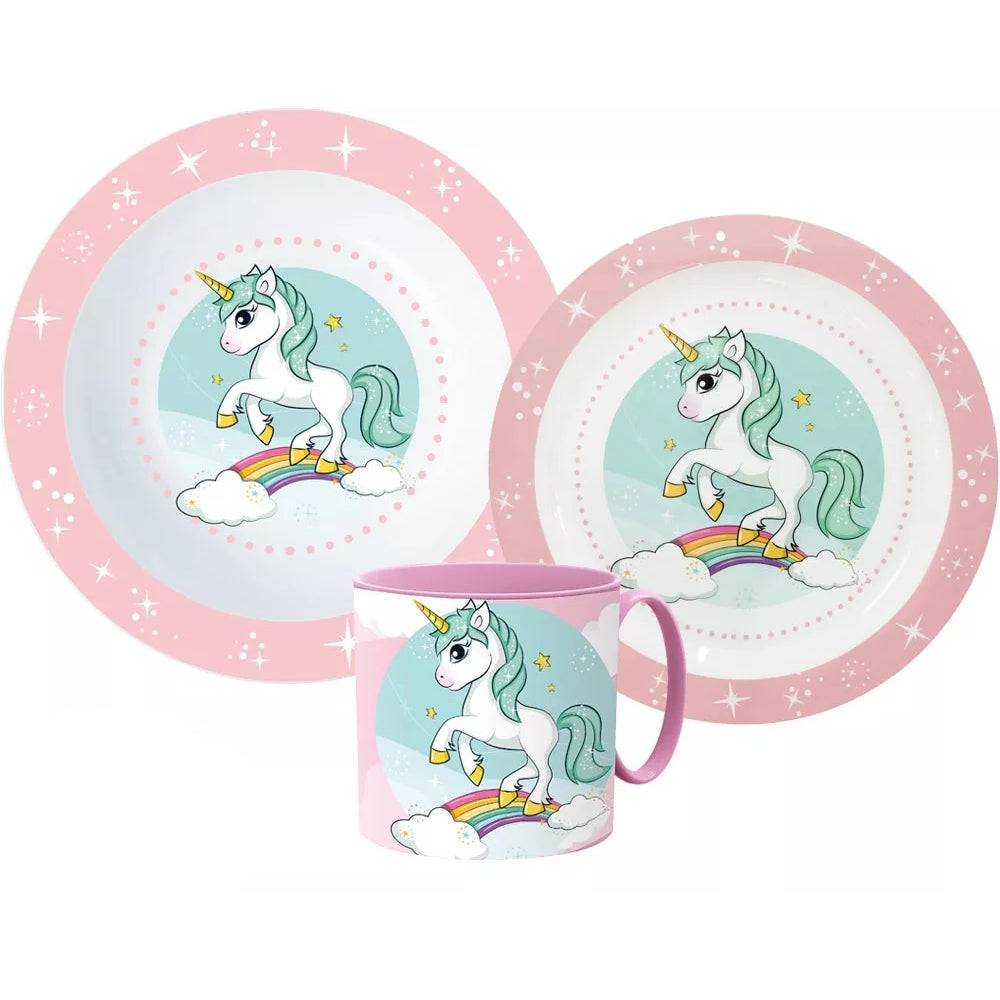 Lau Fashion Unicorn Frühstücks Set Kinder Einhorn Geschirr Besteckset Cartoon Kindergarten Neueste Stile