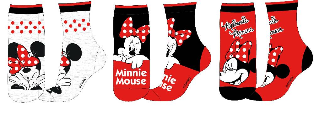 Lau Fashion 3er Pack Set Disney Minnie Maus Kinder Socken Strümpfe Söckchen Quarter 23-34 Flash Sale