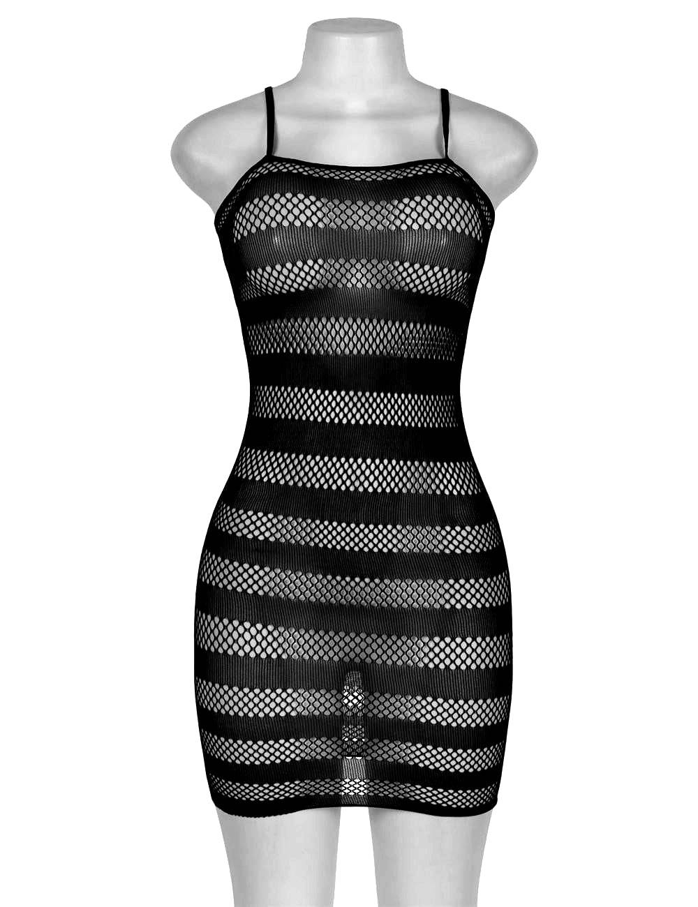 Lau Fashion Damen Catsuit Mini Dress Kleid Fishnet Netz Dessous Gogo Reizwäsche L/XL Große Rabatte