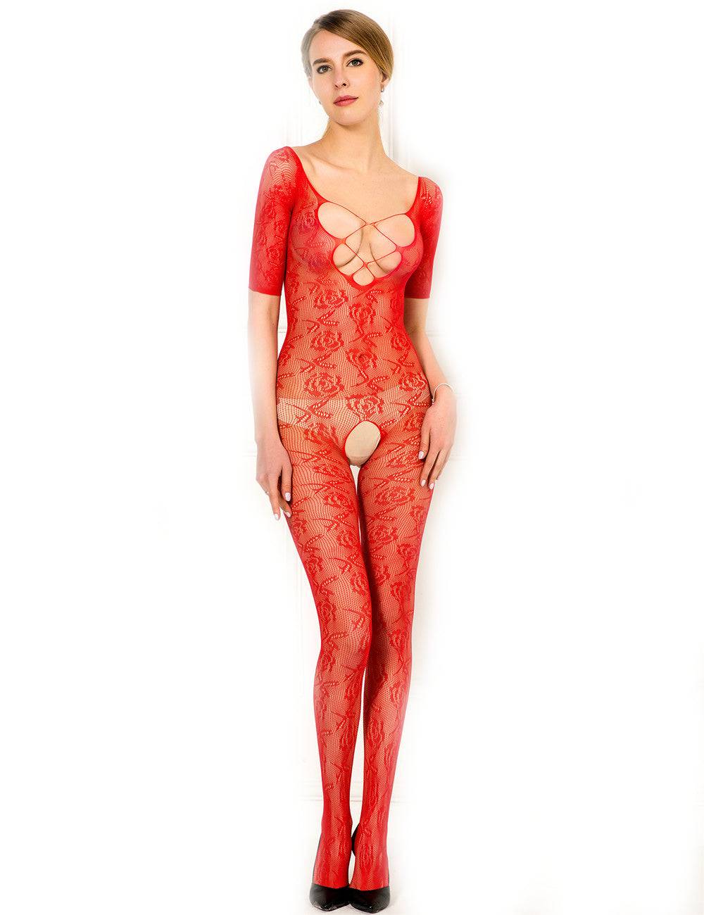 Lau Fashion Fashion Damen Nylon Catsuit Netz Overall Body Stocking Spitze Reizwäsche Gogo S/M/L Tiefpreis