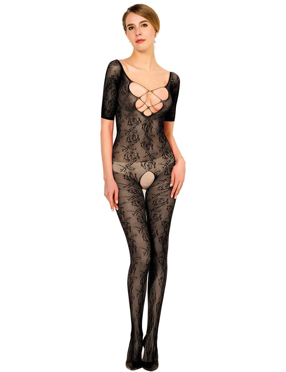 Lau Fashion Fashion Damen Nylon Catsuit Netz Overall Body Stocking Spitze Reizwäsche Gogo S/M/L Tiefpreis