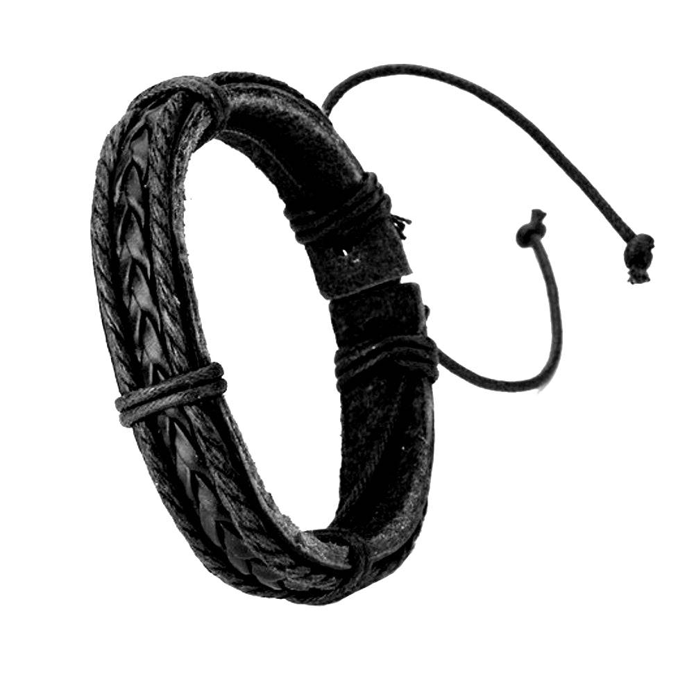 Lau Fashion Herren Echt Leder Armband Schwarz Geflochten Surfer Syle Schmuck 20cm Kostenloser Versand international