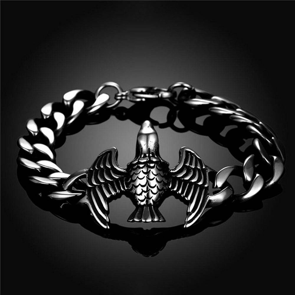 Lau Fashion Massives Edelstahl Herren Armband Adler Skull Biker Panzerkette 22cm Im Verkauf