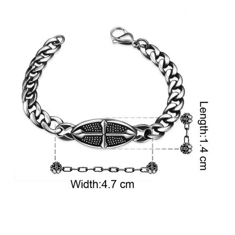 Lau Fashion Massives Edelstahl Herren Armband Ritter Kreuz Biker Panzerkette 22cm zollfrei
