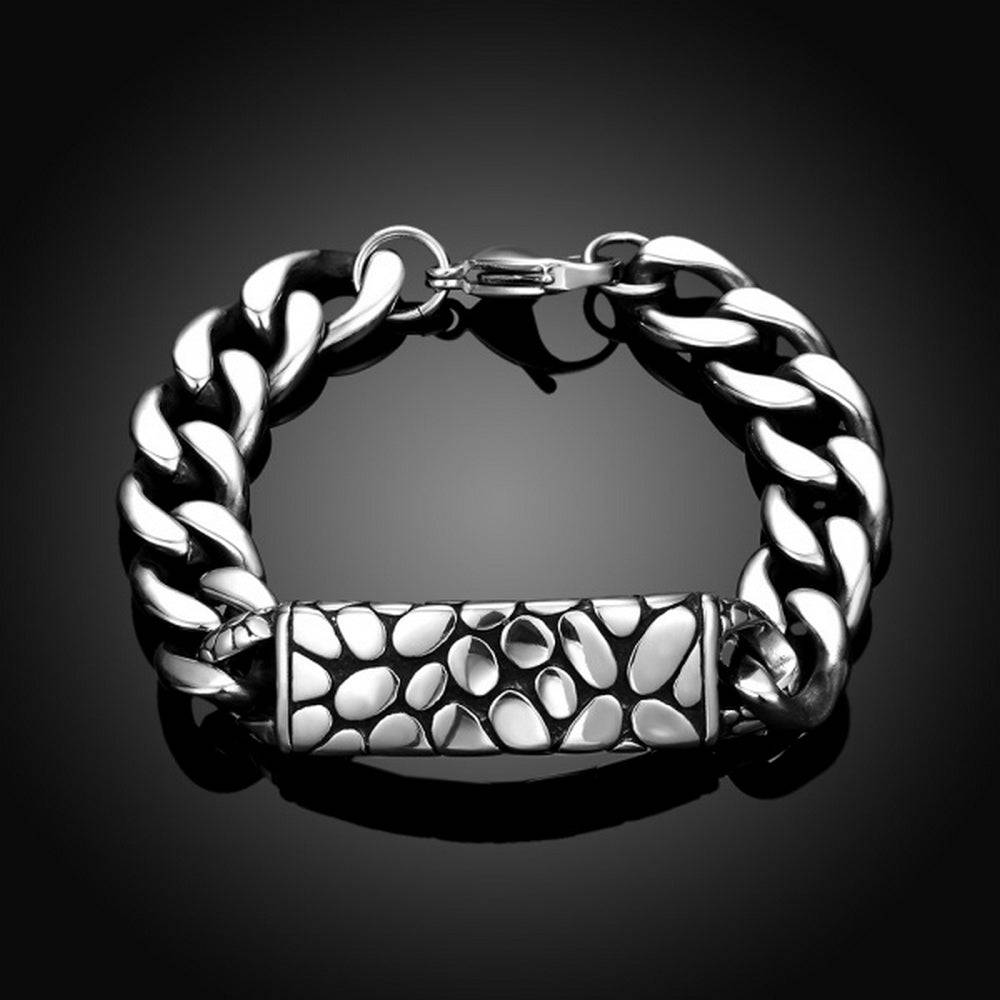 Lau Fashion Massives Edelstahl Herren Armband Schlangen Muster Biker Panzerkette 22cm 50% Rabatt für begrenzte Zeit
