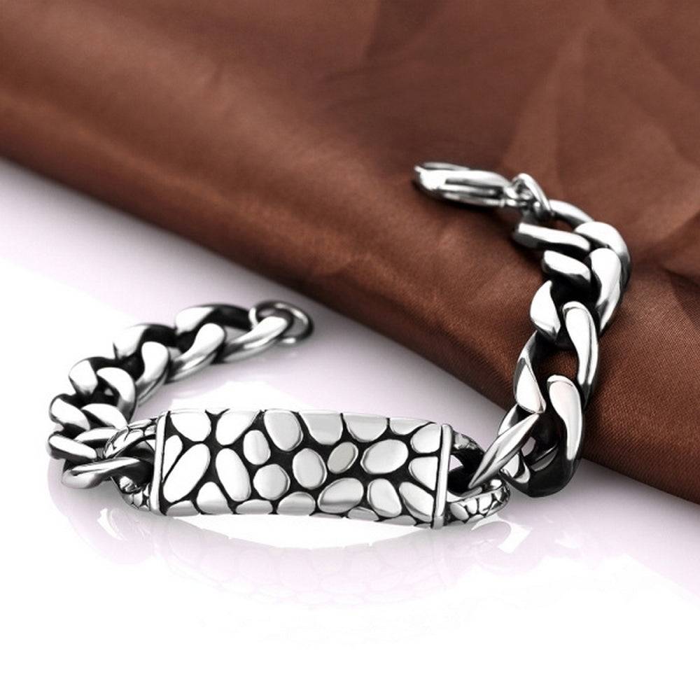 Lau Fashion Massives Edelstahl Herren Armband Schlangen Muster Biker Panzerkette 22cm 50% Rabatt für begrenzte Zeit
