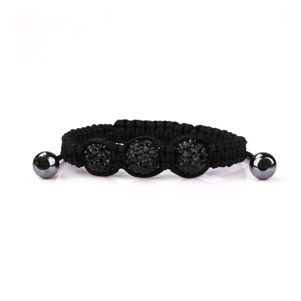 Lau Fashion Edle Shamballa Kordel Armband Unisex Damen Königskette Schwarz Kugeln Schmuck Geschenk 10mm Begrenztes Angebot