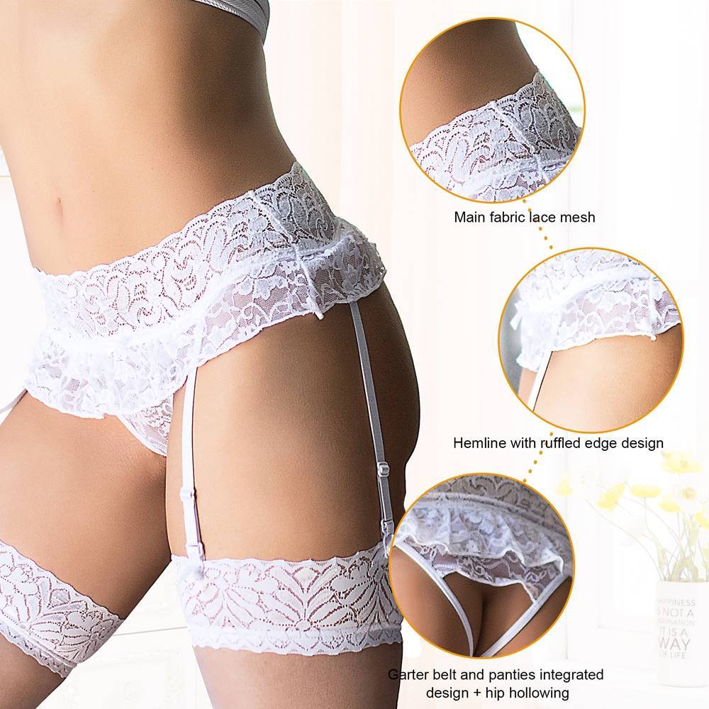 Lau Fashion Strapsgürtel Unterwäsche Strumpfhalter Spitze Dessous Hüfthalter Strapse Offen Slip Gogo S/XL Online Outlet