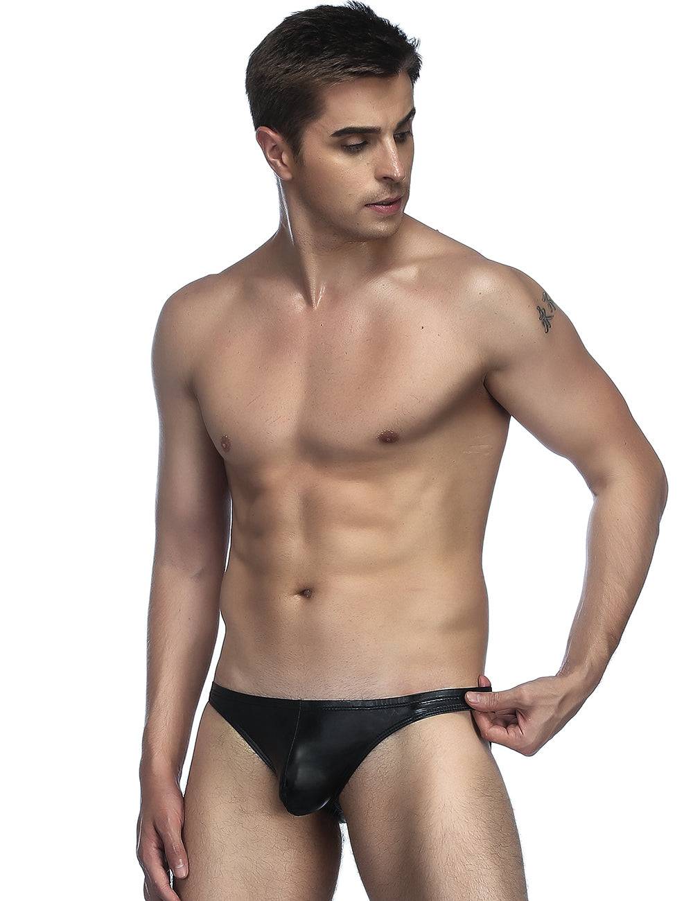 Lau Fashion Lack Leder Slip Herren Wetlook Boxershorts Männer Unterwäsche M/L/XL Große Rabatte
