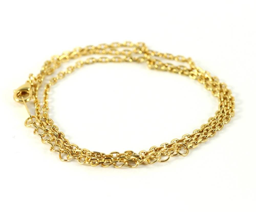 Lau Fashion Doppelankerkette Gold Halsketten Anhänger Schmuck Set Vergoldet Gelbgold Ø 2mm Zeitbegrenzte Promotion