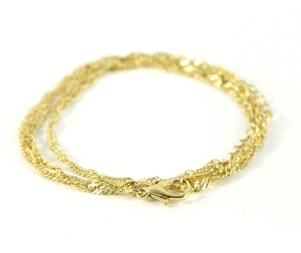 Lau Fashion Singapurkette Gold Halsketten Anhänger Schmuck Set Vergoldet Gelbgold Ø 2mm Bis zu 50% Rabatt